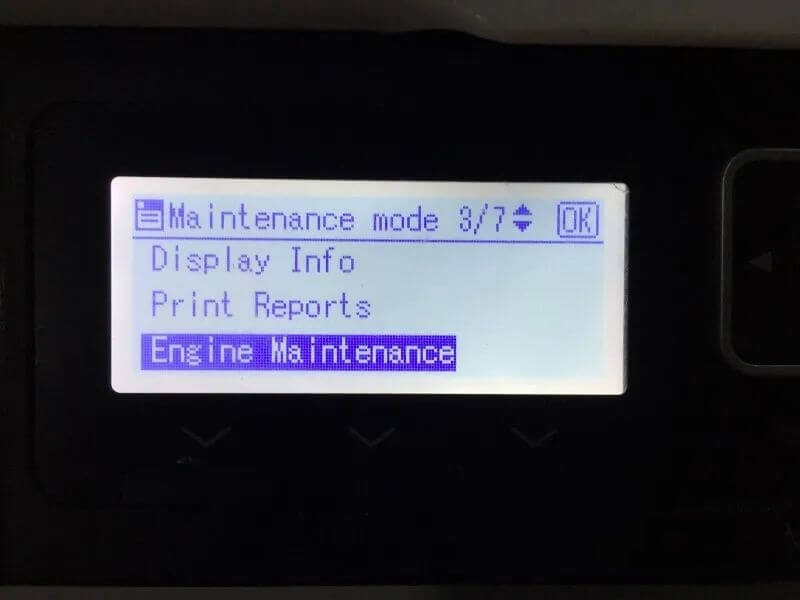 image of Ricoh SP310 printer Maintenance mode