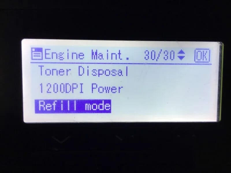 image of Ricoh SP310 printer reset