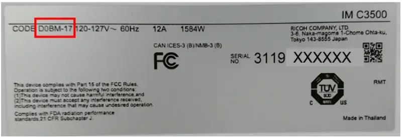 image of a Label on Ricoh Printer