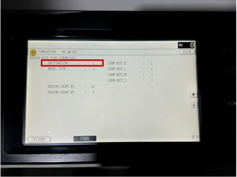 image of a Sharp Copier Control Panel