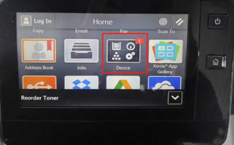 image of Xerox printer control panel