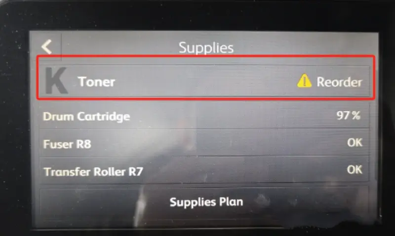 image of Xerox printer control panel