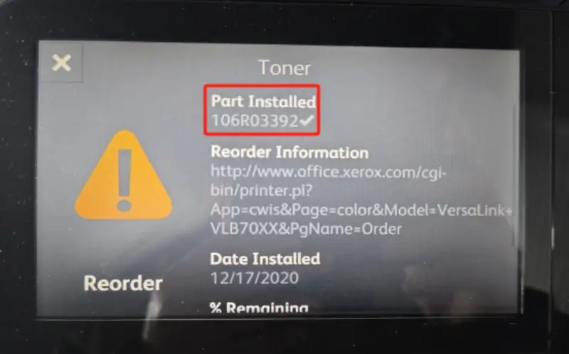 image of Xerox printer control panel