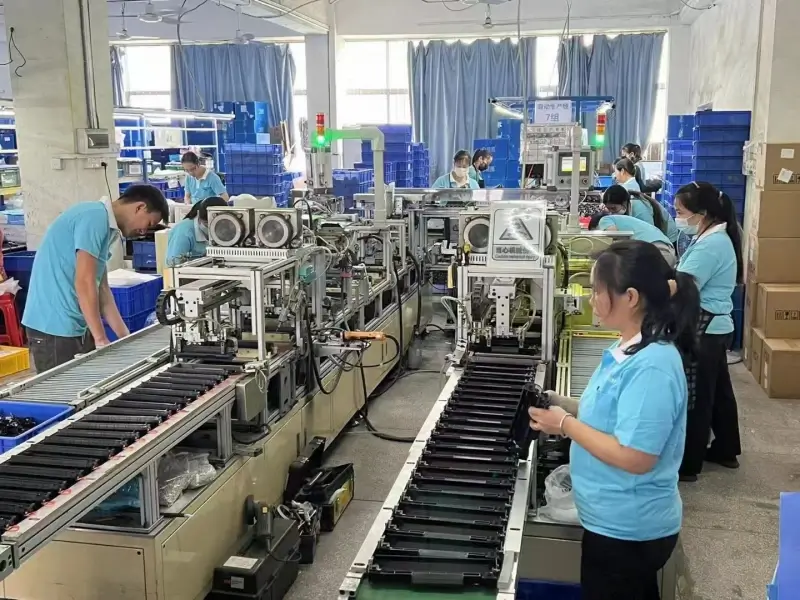 Automated production line for Brother TN760 toner cartridges in a China factory